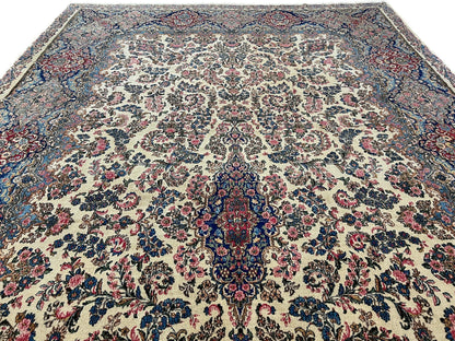 Vintage Persian Kerman (12'09"x21'05") ivory/pastel