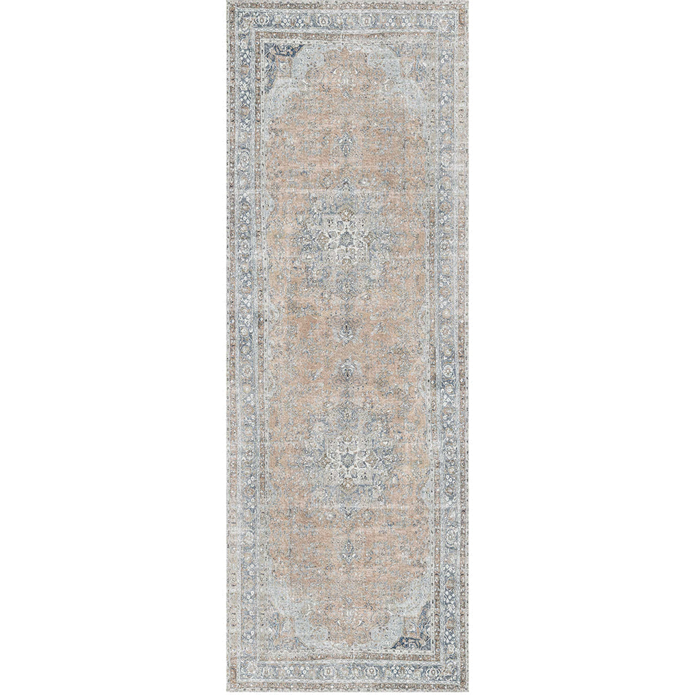 Distressed Vintage Oxus Desert in Grey : Runner Rug