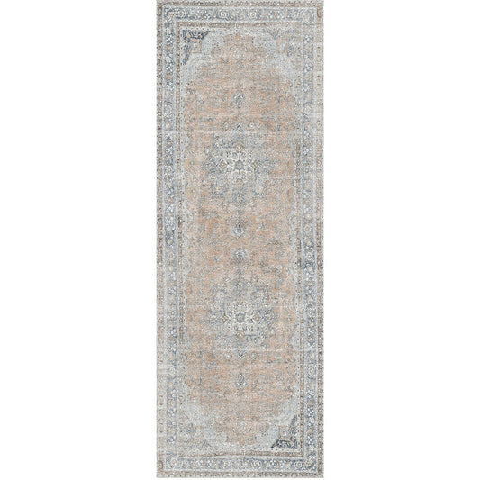 Distressed Vintage Oxus Desert in Grey : Runner Rug