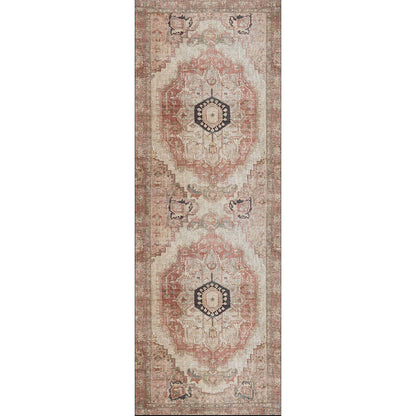 Carmine Vintage Farmhouse Charm in Orange : Runner Rug