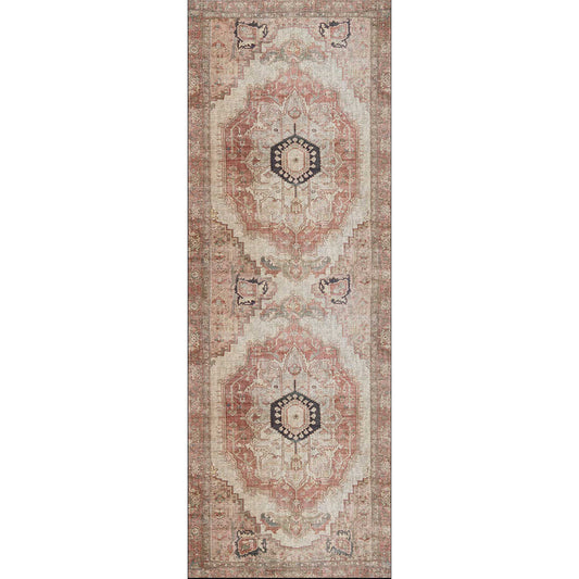 Carmine Vintage Farmhouse Charm in Orange : Runner Rug