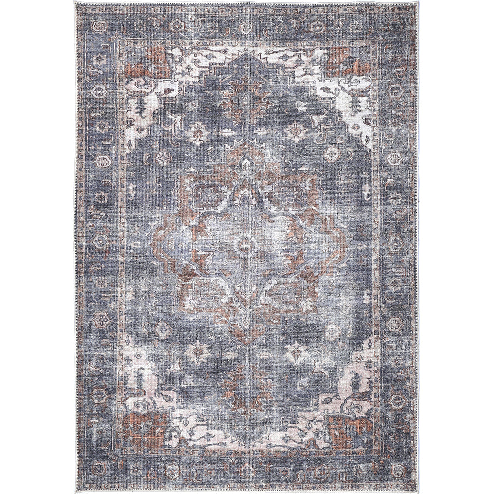 Distressed Vintage Cezanne Area in Grey Rug