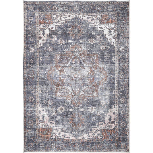 Distressed Vintage Cezanne Area in Grey Rug
