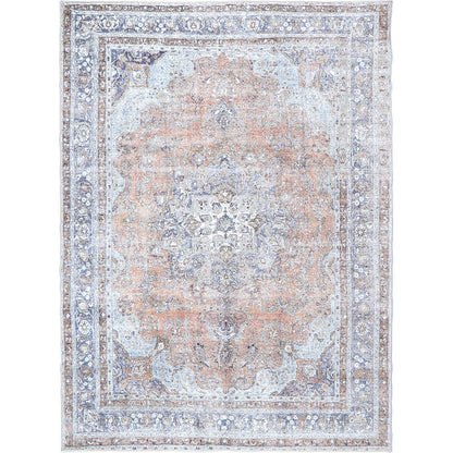 Distressed Vintage Oxus Desert in Grey & Beige Rug