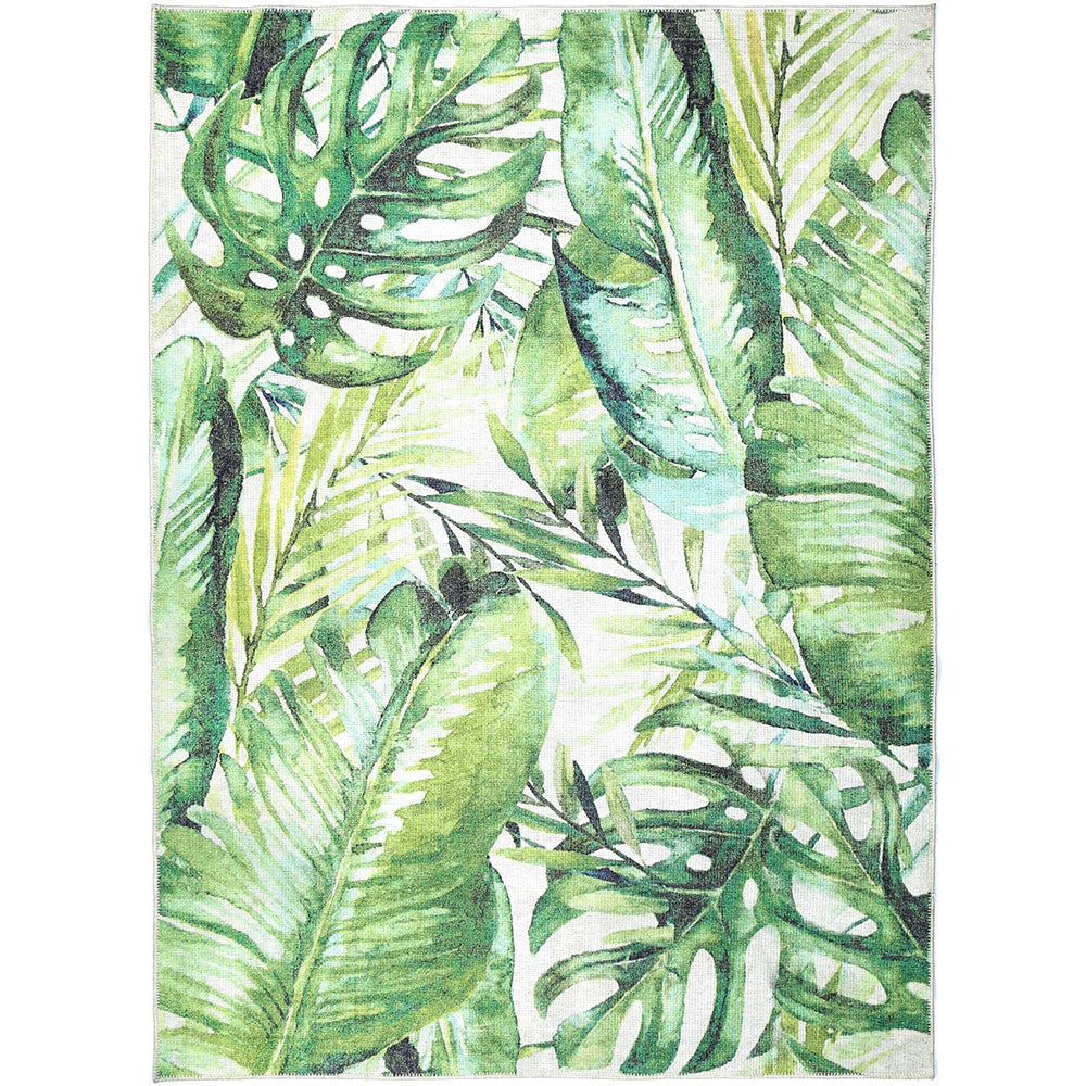 Wild Borneo Gorgeous Leaf Design in Green Rug