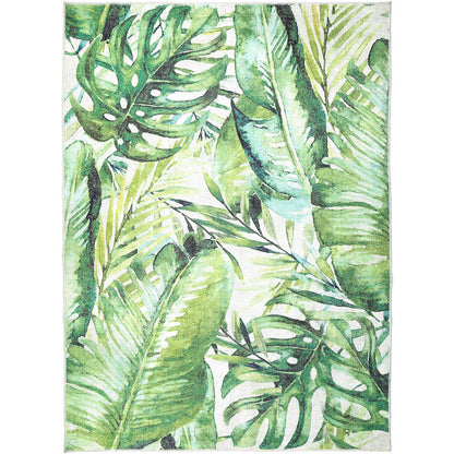 Wild Borneo Gorgeous Leaf Design in Green Rug