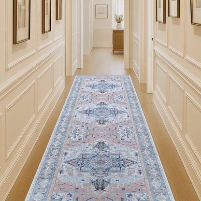Marielle Navy Pink Heriz Modern Persian Rug