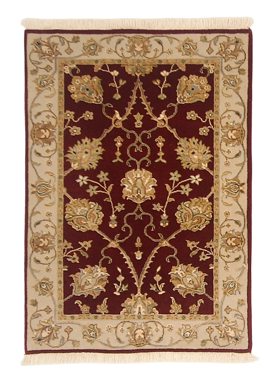 Wool w. silk Kumkapi red/ivo 2x3