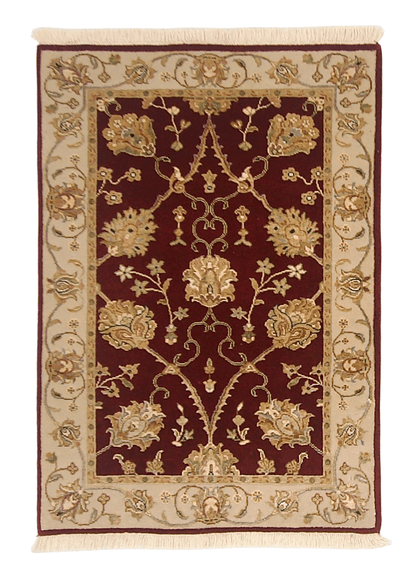 Wool w. silk Kumkapi red/ivo 2x3