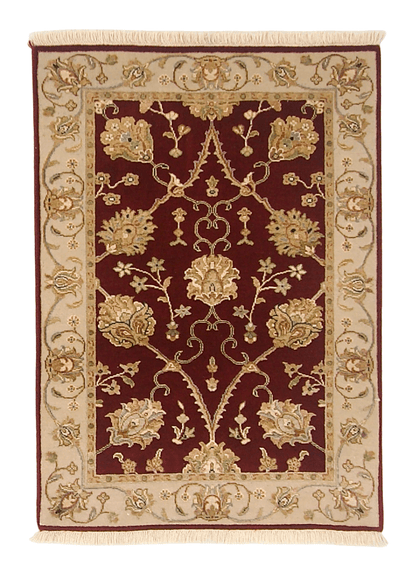 Wool w. silk Kumkapi red/ivo 2x3