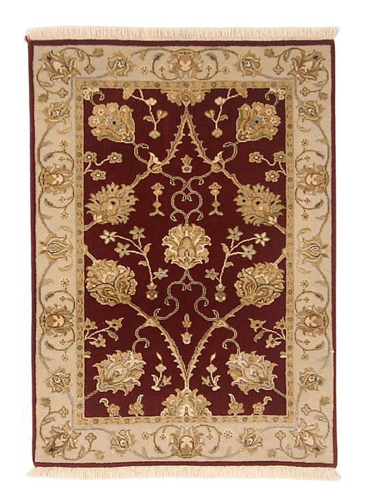 Wool w. silk Kumkapi red/ivo 2x3