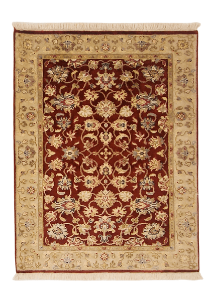 Wool w. silk Kumkapi red/ltgld 2x3