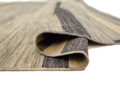 Modern Silk Striped Gabbeh (9'01"x11'11") natural/brown