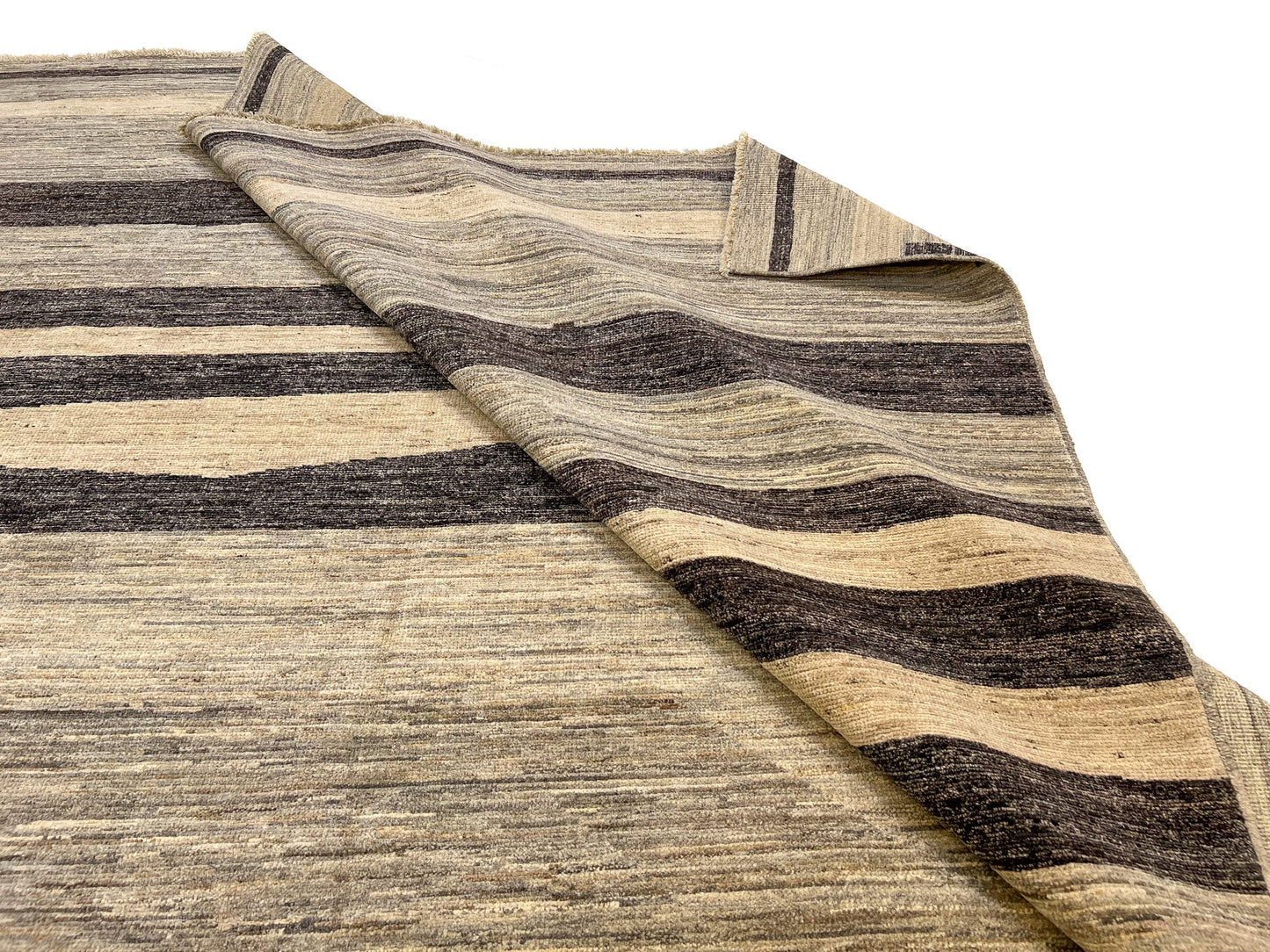 Modern Silk Striped Gabbeh (9'01"x11'11") natural/brown