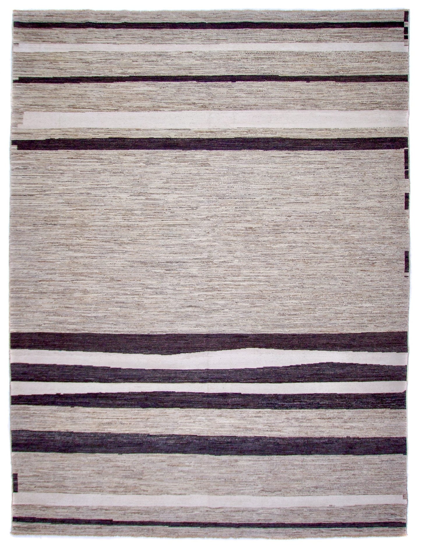 Modern Silk Striped Gabbeh (9'01"x11'11") natural/brown