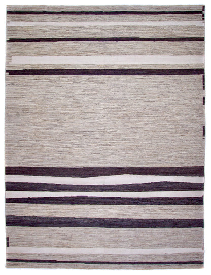 Modern Silk Striped Gabbeh (9'01"x11'11") natural/brown