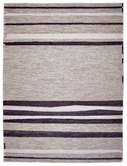 Modern Silk Striped Gabbeh (9'01"x11'11") natural/brown