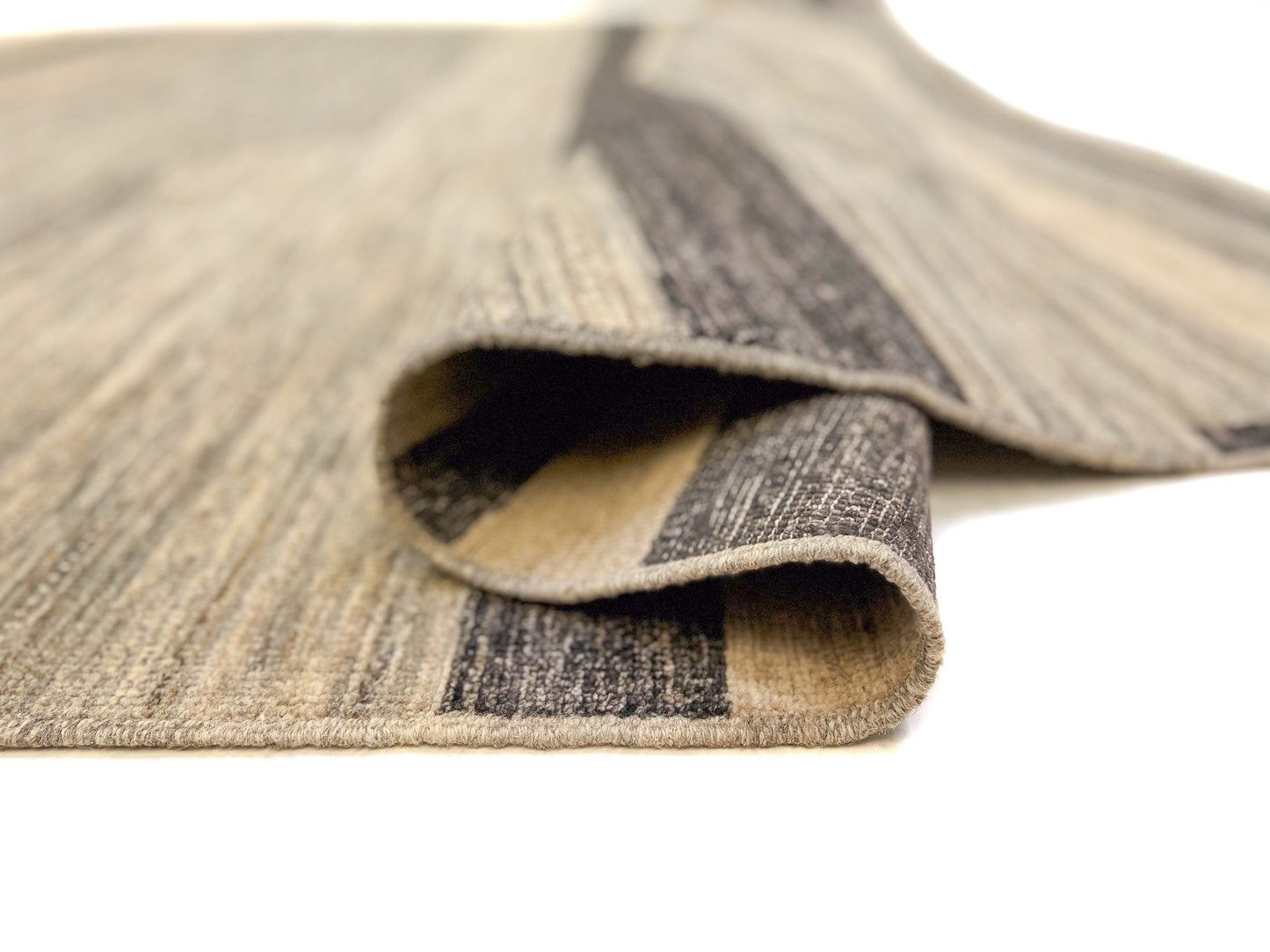 Modern Striped Gabbeh (8'02"x9'11") undyed/natural