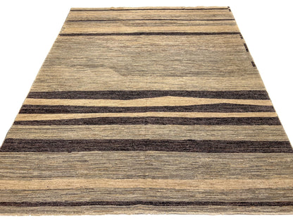 Modern Striped Gabbeh (8'02"x9'11") undyed/natural