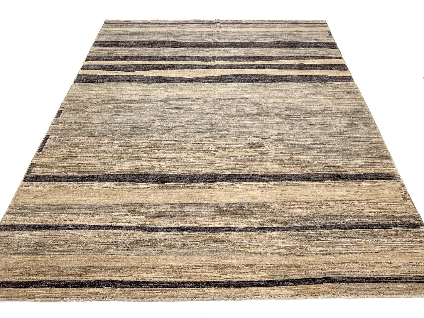 Modern Striped Gabbeh (8'02"x9'11") undyed/natural