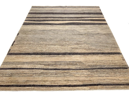 Modern Striped Gabbeh (8'02"x9'11") undyed/natural