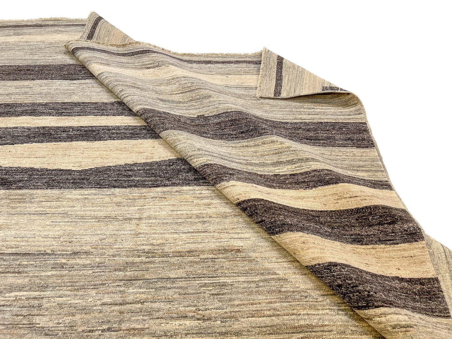 Modern Striped Gabbeh (8'02"x9'11") undyed/natural