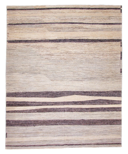 Modern Striped Gabbeh (8'02"x9'11") undyed/natural