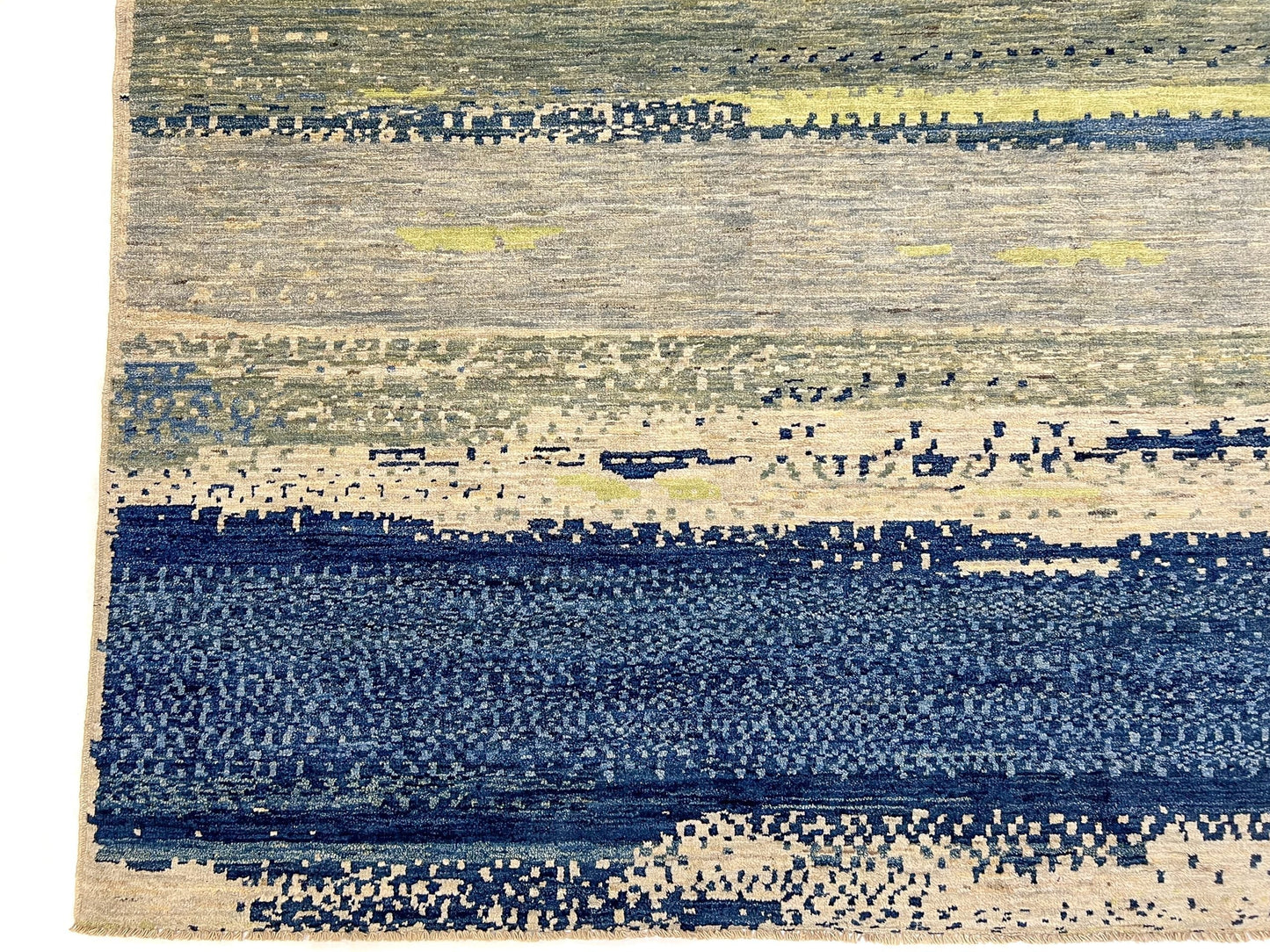 Modern Afghan Gabbeh (9'02"x12'01") blues/green