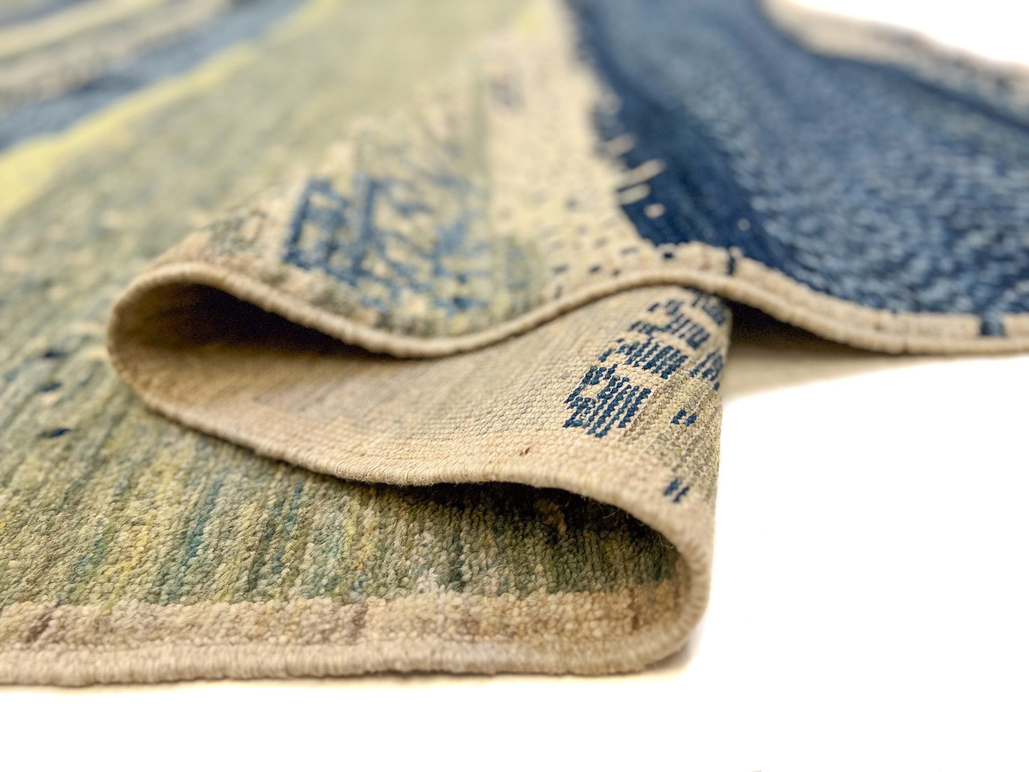 Modern Afghan Gabbeh (9'02"x12'01") blues/green