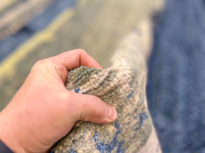 Modern Afghan Gabbeh (9'02"x12'01") blues/green