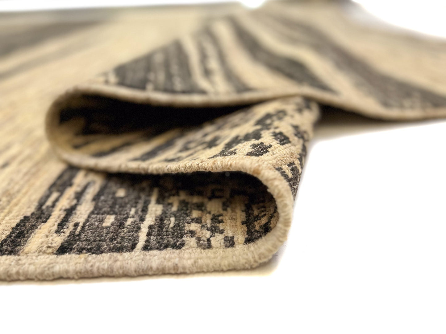 Modern Afghan Gabbeh (8'00"x9'10") dark natural/undyed