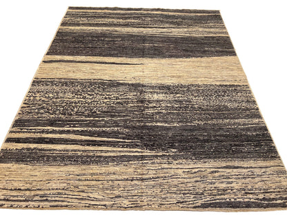 Modern Afghan Gabbeh (8'00"x9'10") dark natural/undyed