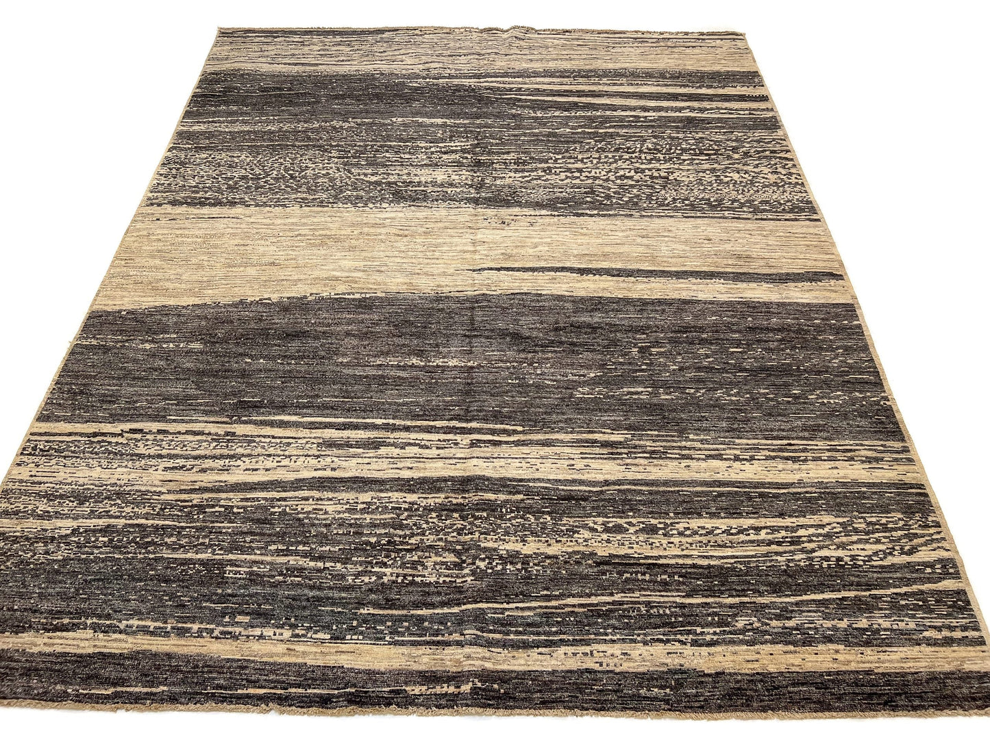 Modern Afghan Gabbeh (8'00"x9'10") dark natural/undyed