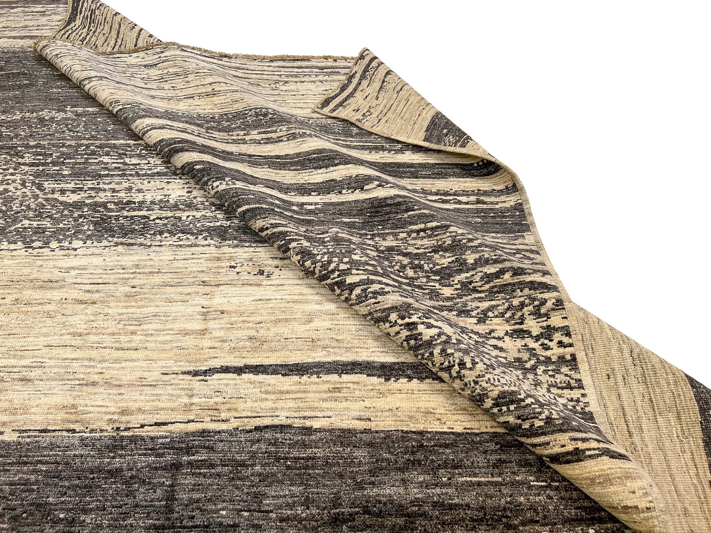 Modern Afghan Gabbeh (8'00"x9'10") dark natural/undyed