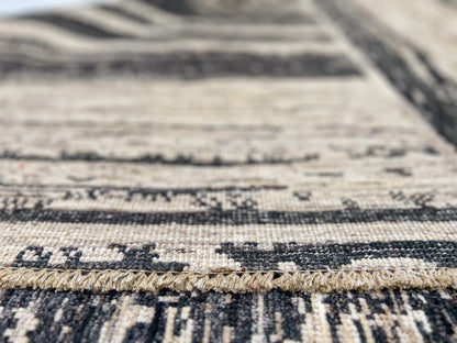 Modern Afghan Gabbeh (8'00"x9'10") dark natural/undyed