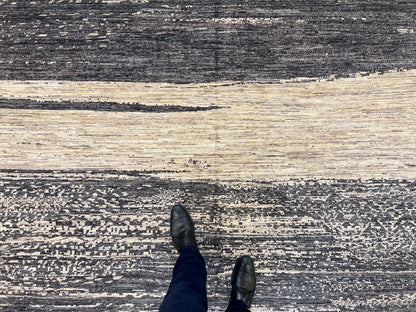 Modern Afghan Gabbeh (8'00"x9'10") dark natural/undyed