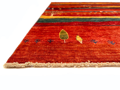 Scenic Afghan Gabbeh (8'03"x9'09") rust/red/dk.green