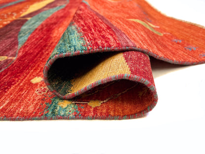 Scenic Afghan Gabbeh (8'03"x9'09") rust/red/dk.green