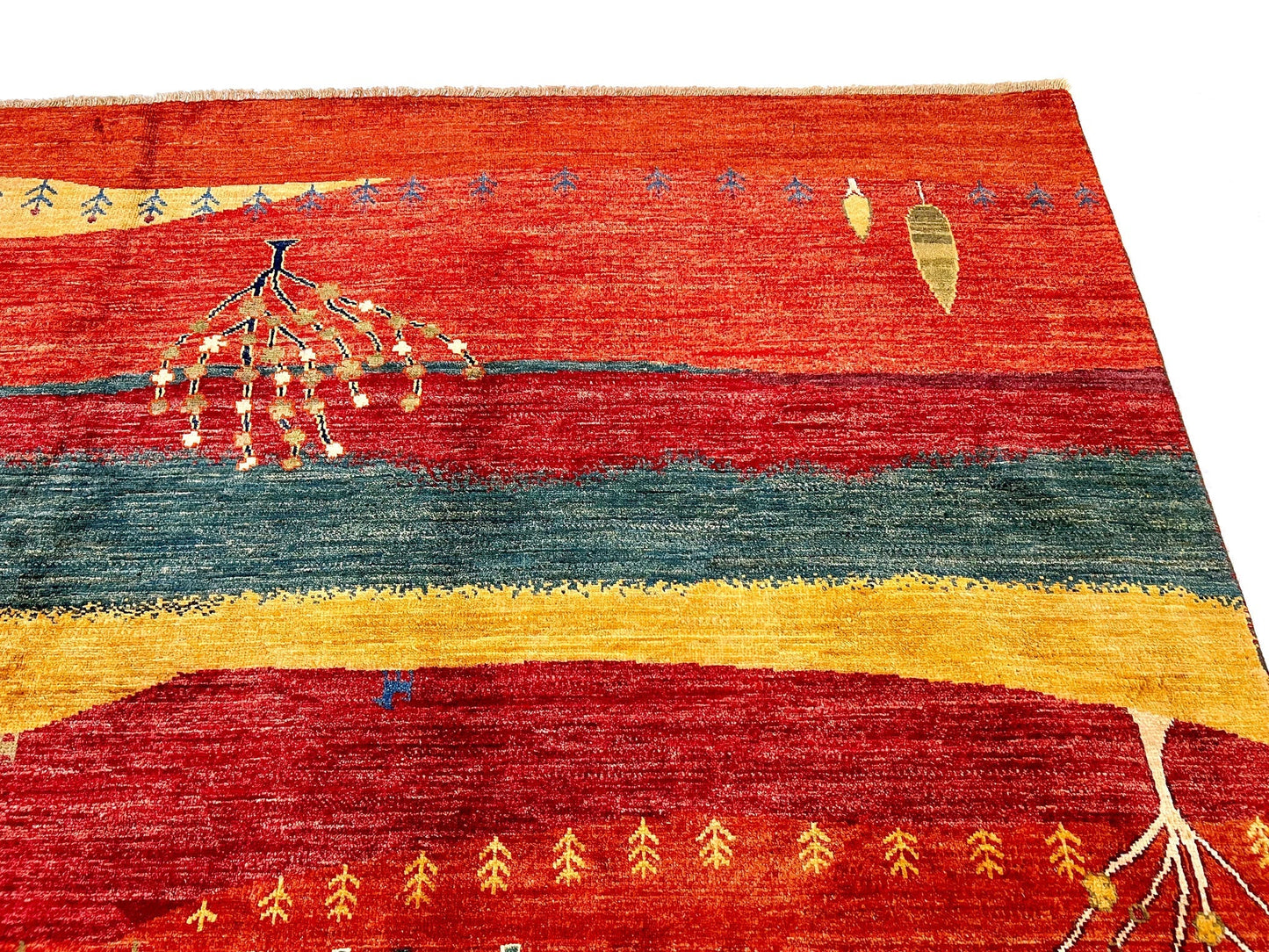 Scenic Afghan Gabbeh (8'03"x9'09") rust/red/dk.green