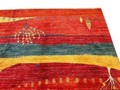 Scenic Afghan Gabbeh (8'03"x9'09") rust/red/dk.green