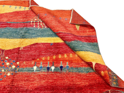 Scenic Afghan Gabbeh (8'03"x9'09") rust/red/dk.green