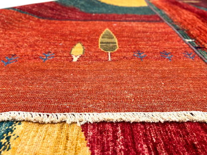 Scenic Afghan Gabbeh (8'03"x9'09") rust/red/dk.green