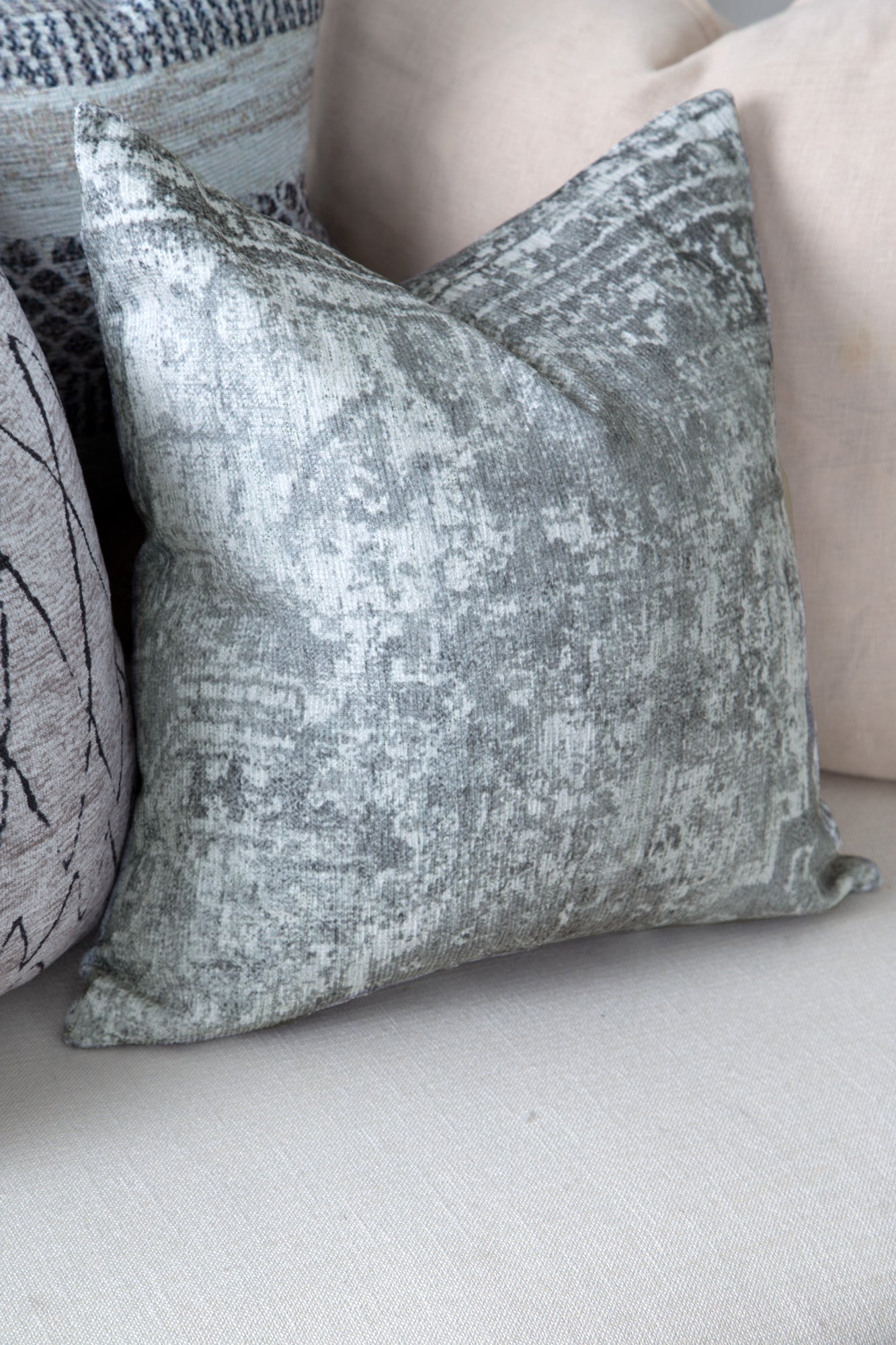 Distressed Vintage Chilaz in Grey Pillow