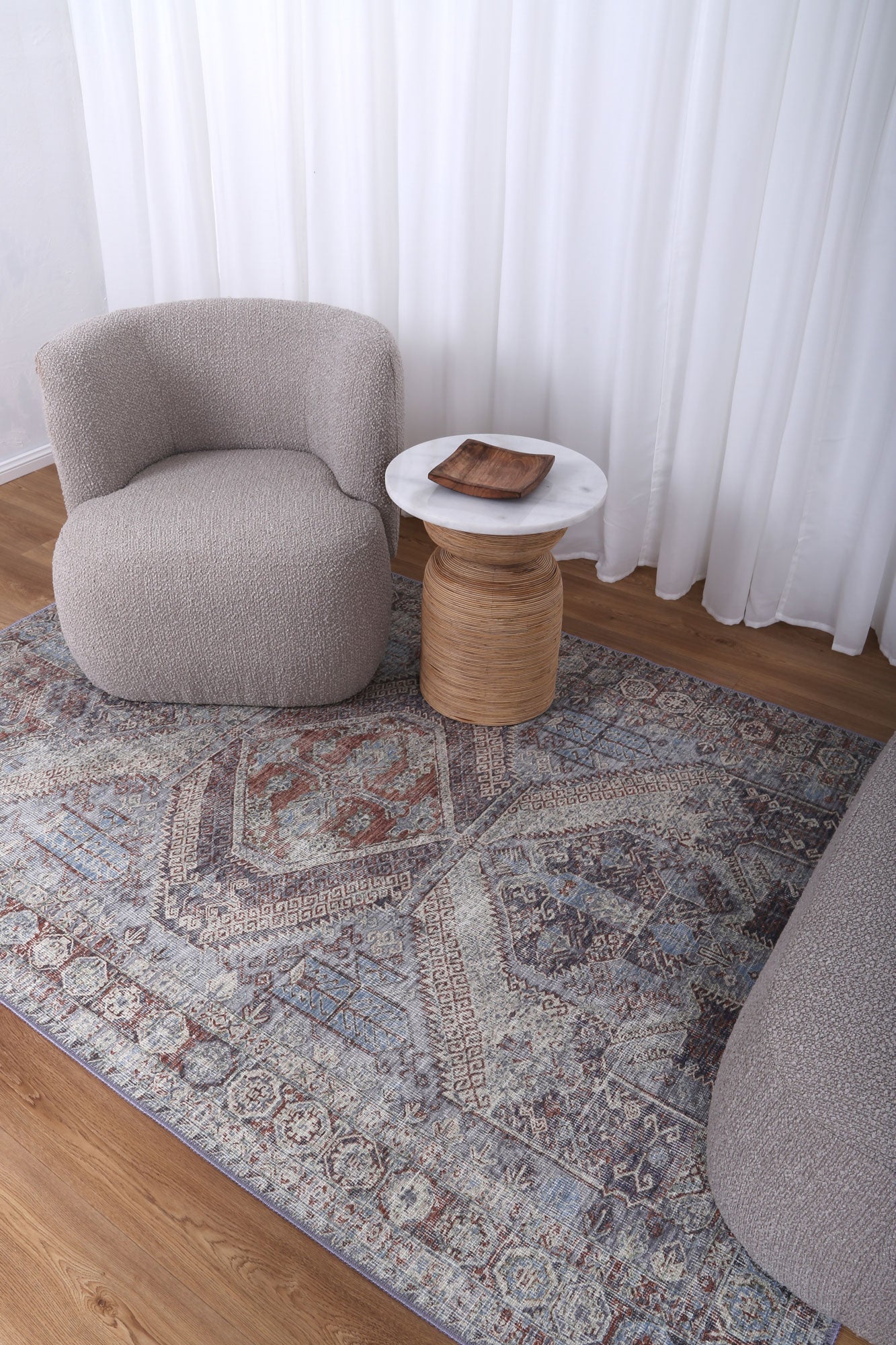 Le Grand Louvre Contemporary in Blue & Grey Rug