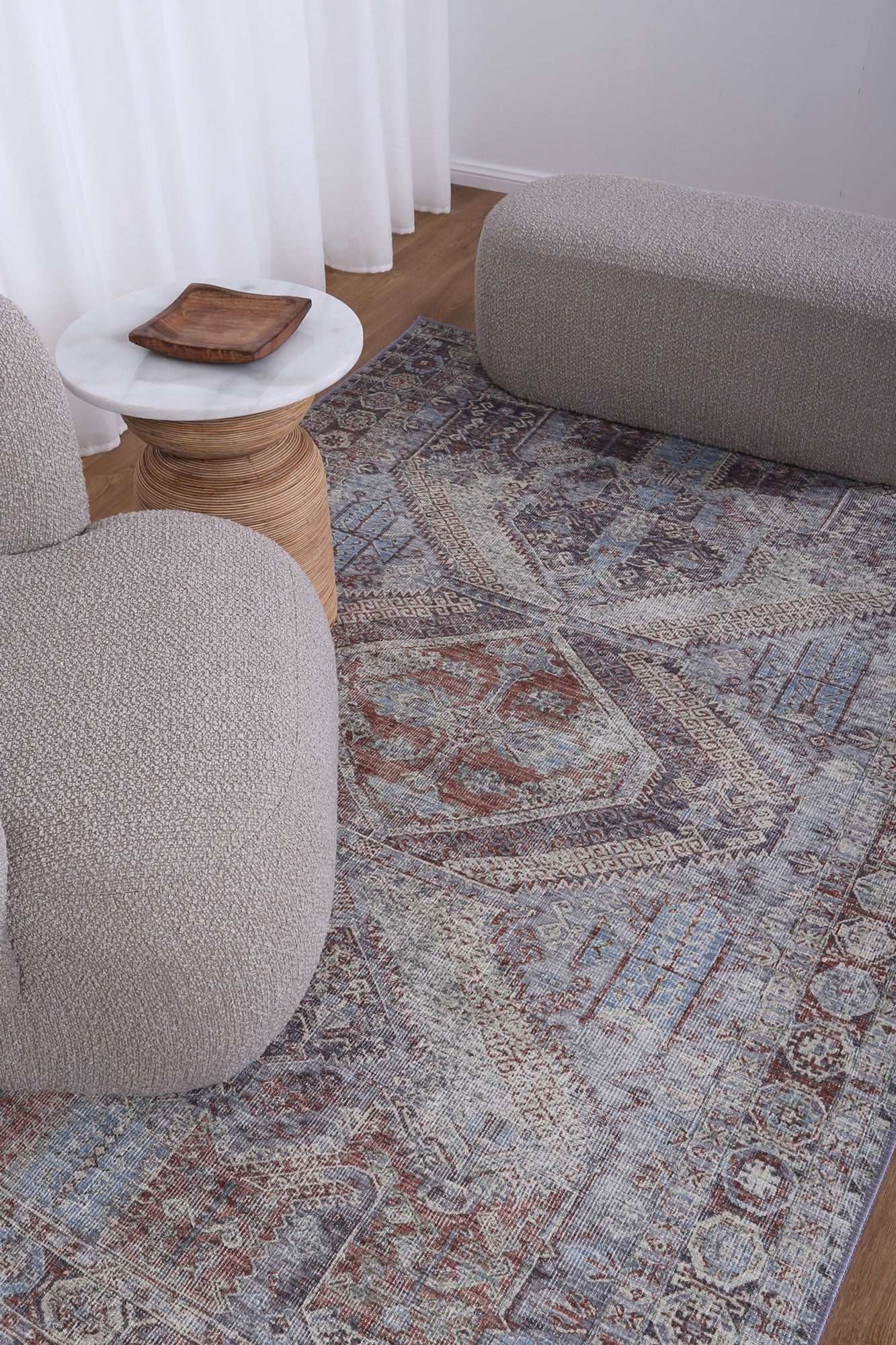 Le Grand Louvre Contemporary in Blue & Grey Rug