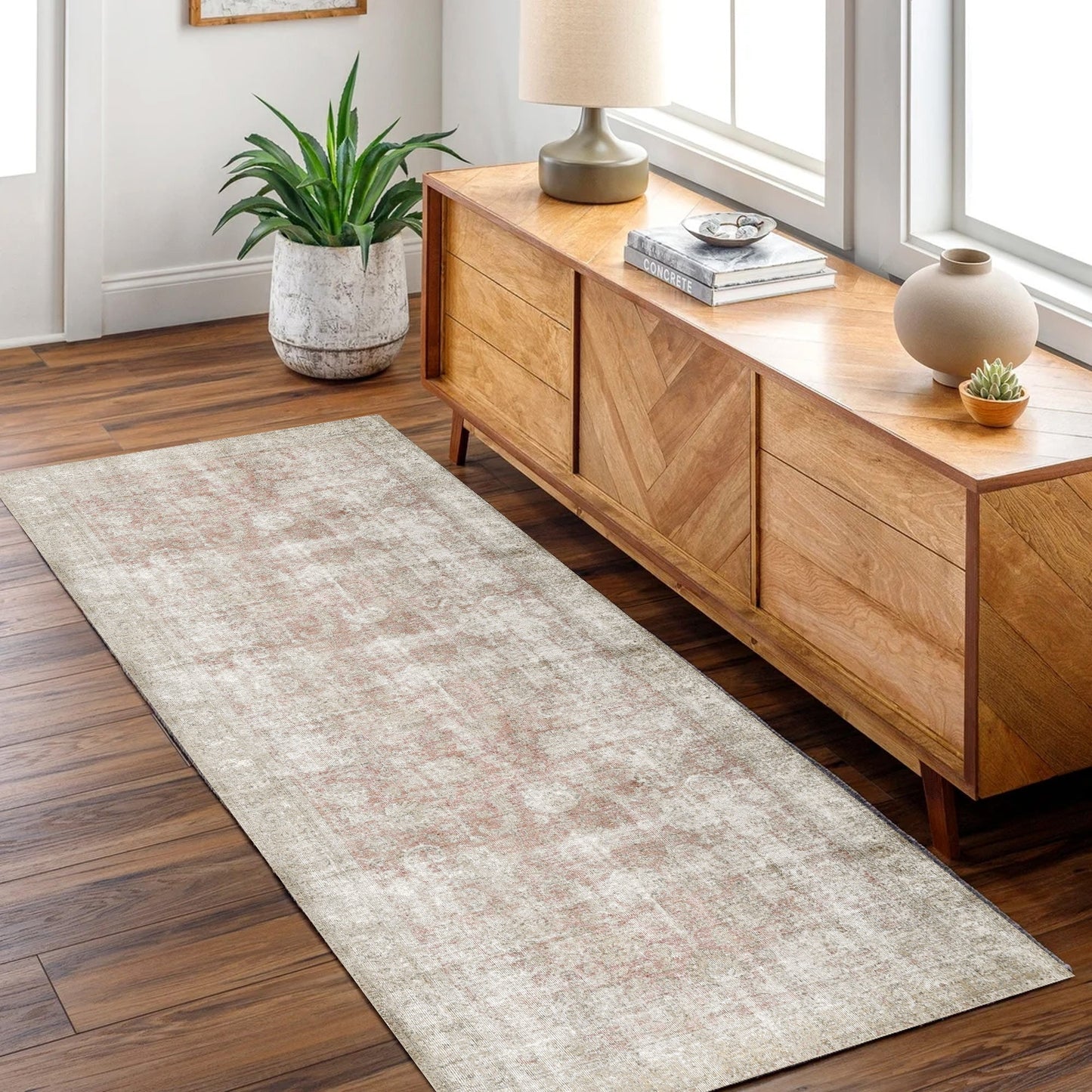 Vintage Adeline Modern in Beige : Runner Rug