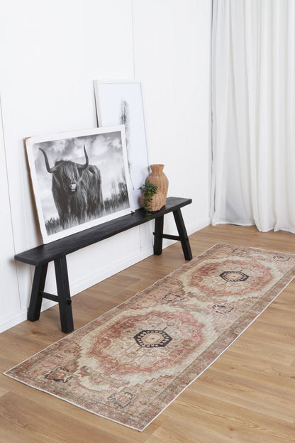 Carmine Vintage Farmhouse Charm in Orange : Runner Rug