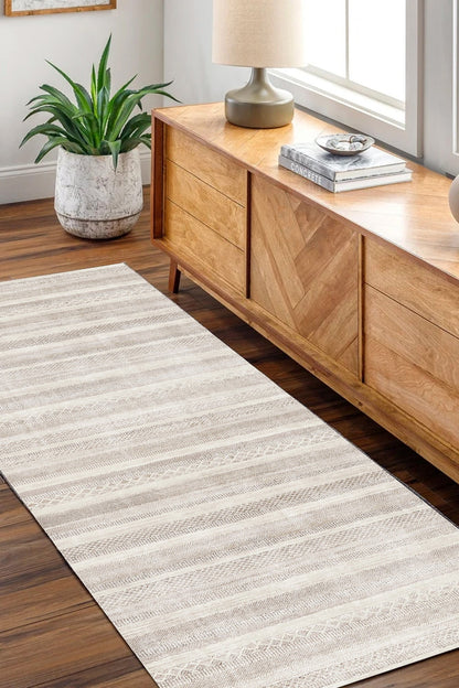Mojave Lines Desert in Beige : Runner Rug