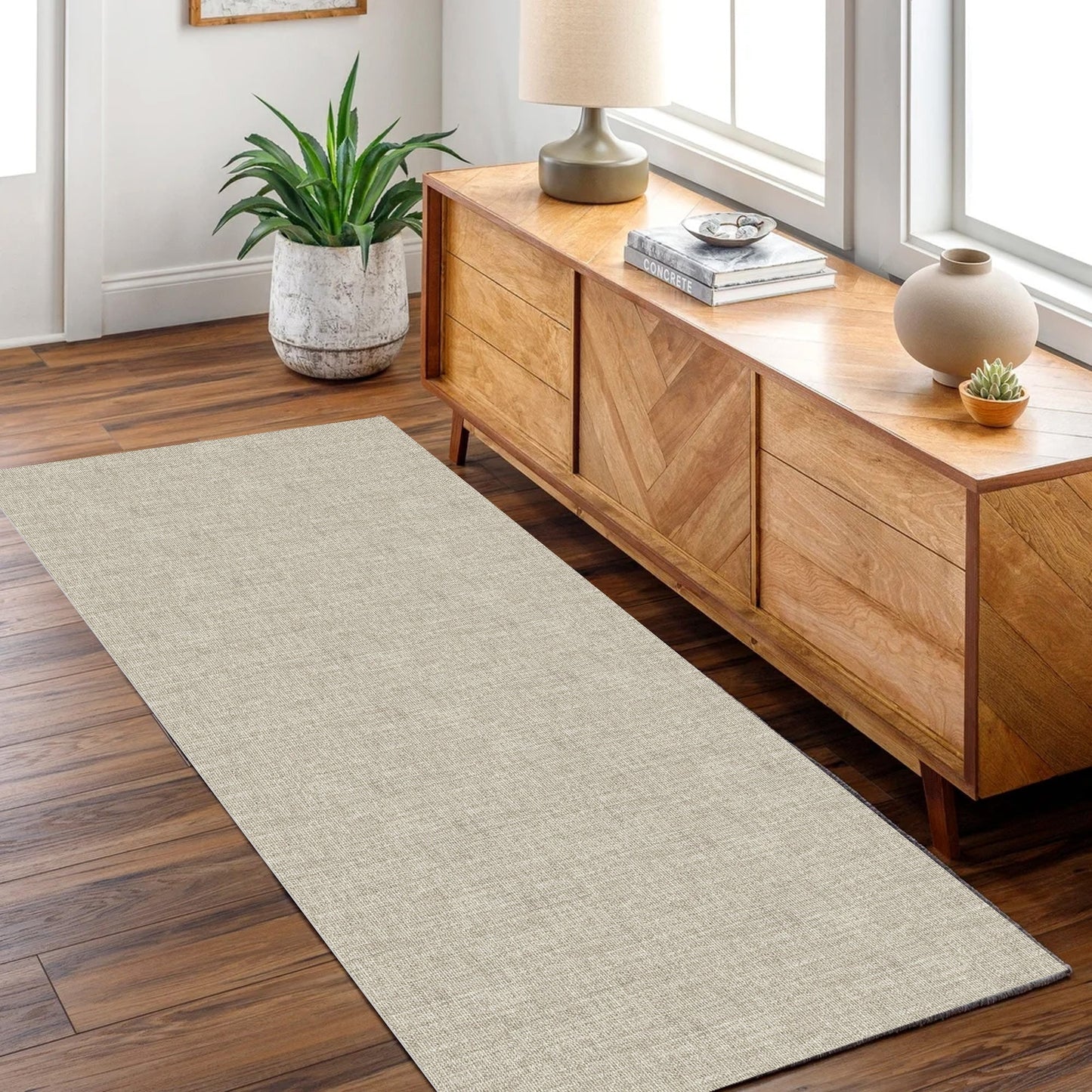 Urban Linen Solid in Grey : Runner Rug