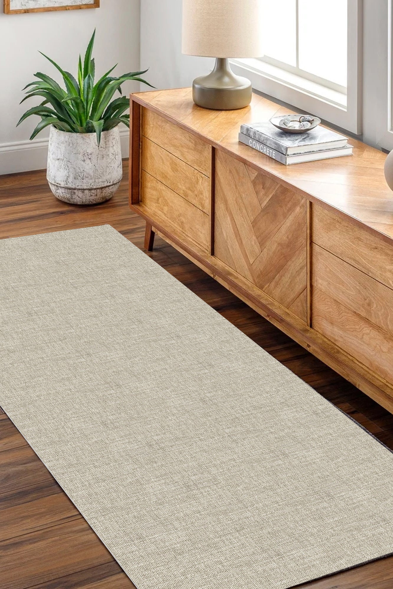 Urban Linen Solid in Grey : Runner Rug